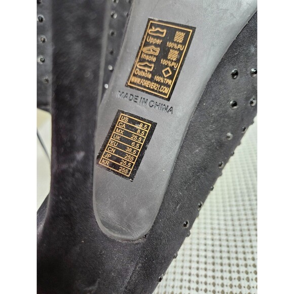 Women's Bootie Black Faux Suede Forever 21 Platform Heels Shoes Size 8.5 - Picture 5 of 6